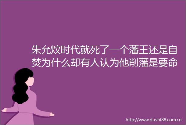 朱允炆时代就死了一个藩王还是自焚为什么却有人认为他削藩是要命