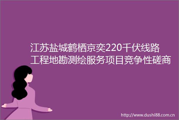 江苏盐城鹤栖京奕220千伏线路工程地勘测绘服务项目竞争性磋商公告