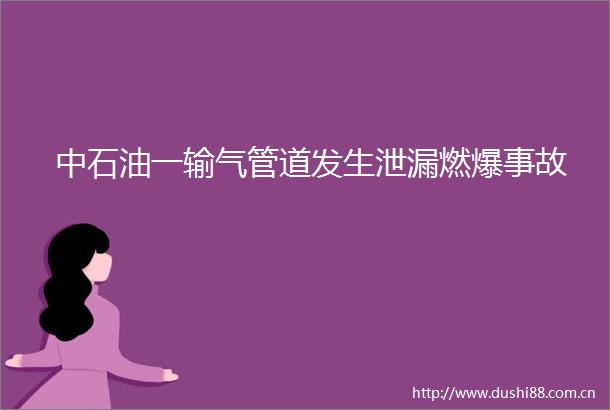 中石油一输气管道发生泄漏燃爆事故
