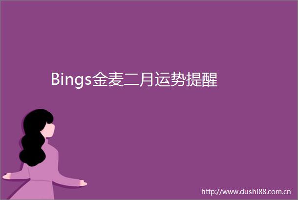Bings金麦二月运势提醒