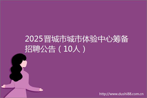 2025晋城市城市体验中心筹备招聘公告（10人）