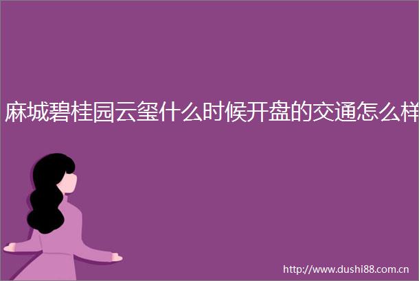 麻城碧桂园云玺什么时候开盘的交通怎么样