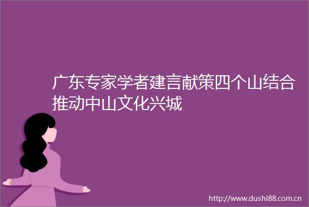 广东专家学者建言献策四个山结合推动中山文化兴城