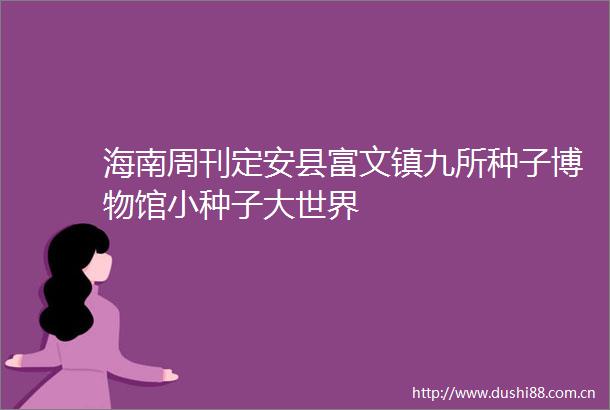 海南周刊定安县富文镇九所种子博物馆小种子大世界