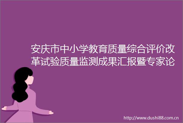 安庆市中小学教育质量综合评价改革试验质量监测成果汇报暨专家论证会召开