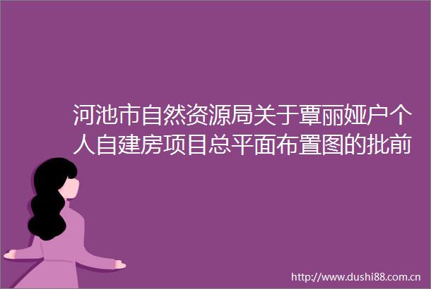 河池市自然资源局关于覃丽娅户个人自建房项目总平面布置图的批前公示
