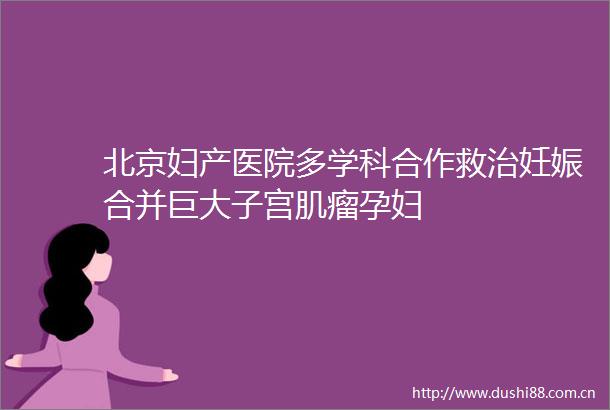北京妇产医院多学科合作救治妊娠合并巨大子宫肌瘤孕妇