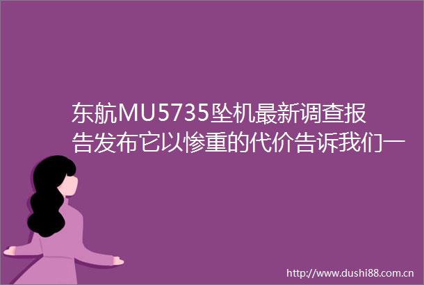东航MU5735坠机最新调查报告发布它以惨重的代价告诉我们一个残酷的真相