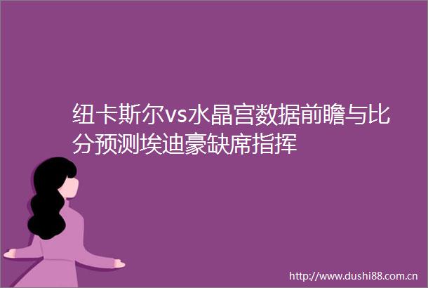 纽卡斯尔vs水晶宫数据前瞻与比分预测埃迪豪缺席指挥