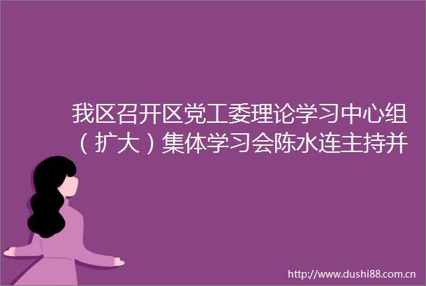 我区召开区党工委理论学习中心组（扩大）集体学习会陈水连主持并讲话