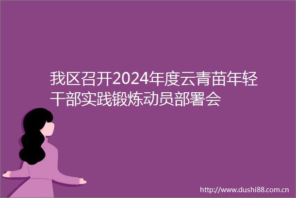 我区召开2024年度云青苗年轻实践锻炼动员部署会