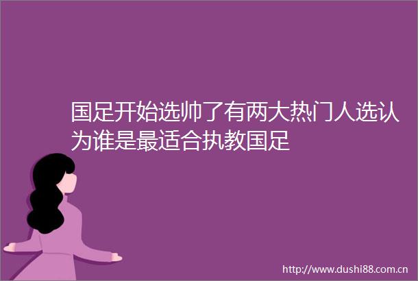 国足开始选帅了有两大热门人选认为谁是最适合执教国足
