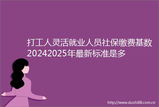 打工人灵活就业人员社保缴费基数20242025年最新标准是多少灵活就业交哪个档次最划算（2025年6月23日）