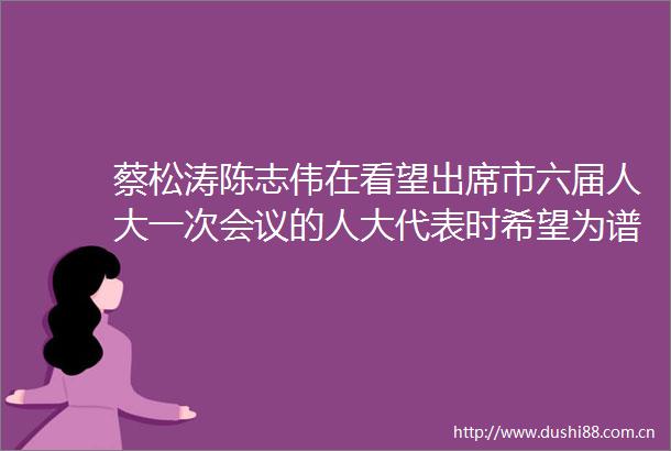 蔡松涛陈志伟在看望出席市六届人大一次会议的人大代表时希望为谱写两个更好新篇章汇聚强大智慧力量