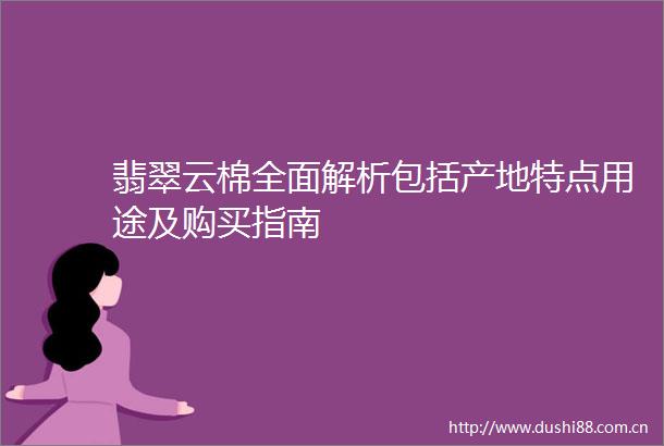 翡翠云棉全面解析包括产地特点用途及购买指南