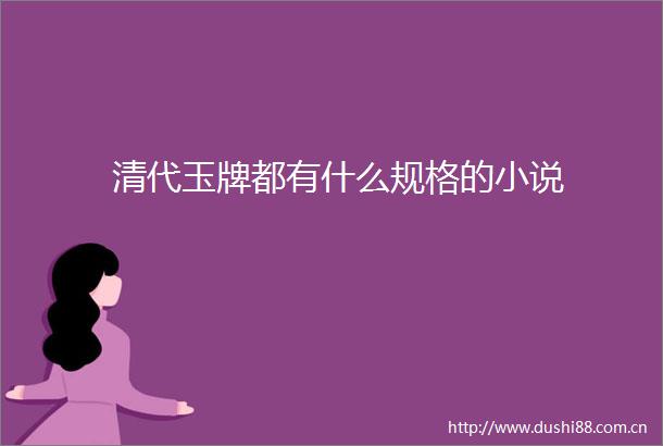 清代玉牌都有什么规格的小说