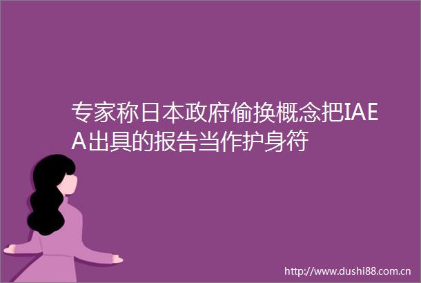 专家称偷换概念把IAEA出具的报告当作护身符
