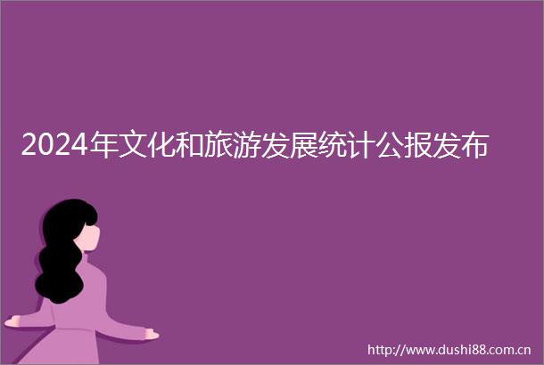 2024年文化和旅游发展统计公报发布