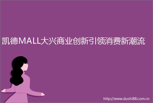 凯德MALL大兴商业创新引领消费新潮流