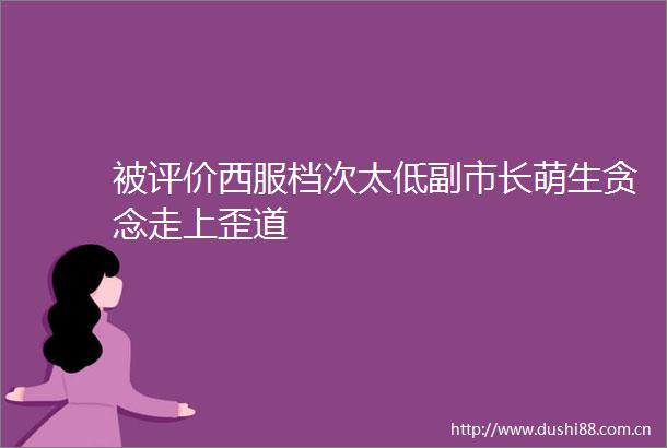 被评价西服档次太低副市长萌生贪念走上歪道
