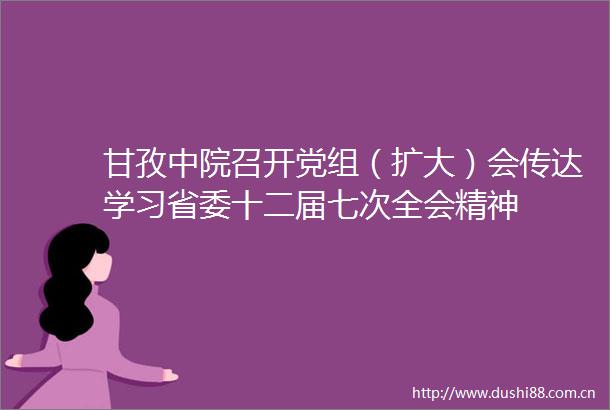 甘孜中院召开党组（扩大）会传达学习省委十二届七次全会精神