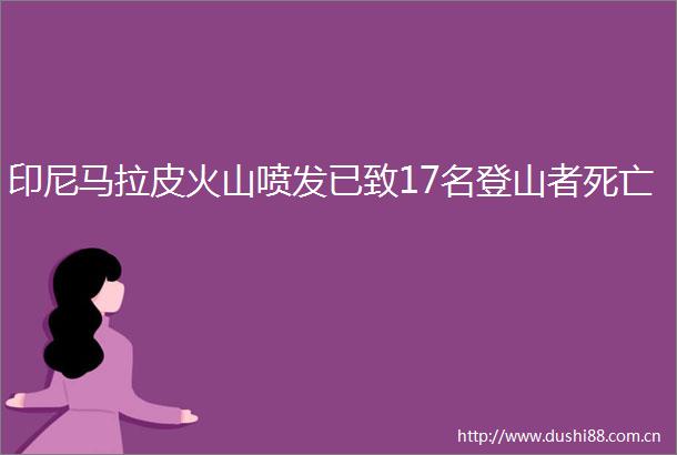 印尼马拉皮火山喷发已致17名登山者死亡
