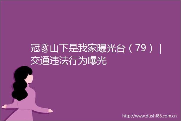 冠豸山下是我家台（79）｜交通行为