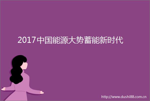 2017能源大势蓄能新时代