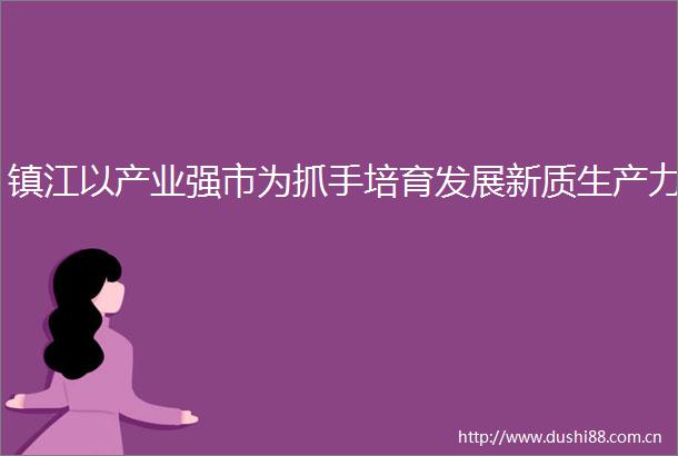镇江以产业强市为抓手培育发展新质生产力