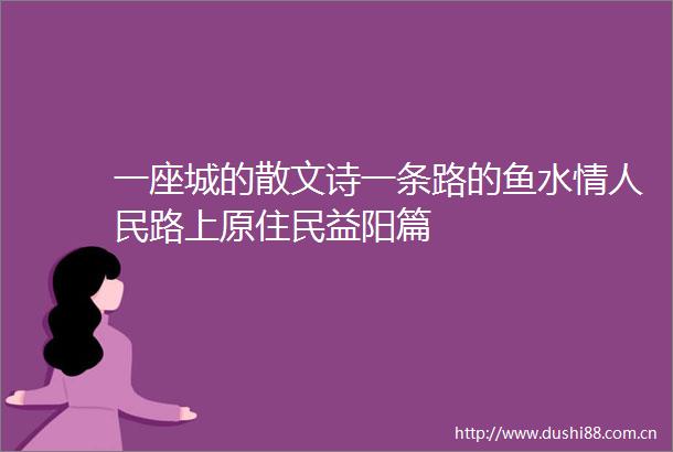 一座城的散文诗一条路的鱼水情路上原住民益阳篇