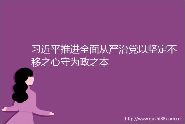 推进全面从严治党以坚定不移之心守为政之本