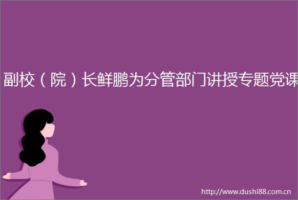 副校（院）长鲜鹏为分管部门讲授专题党课