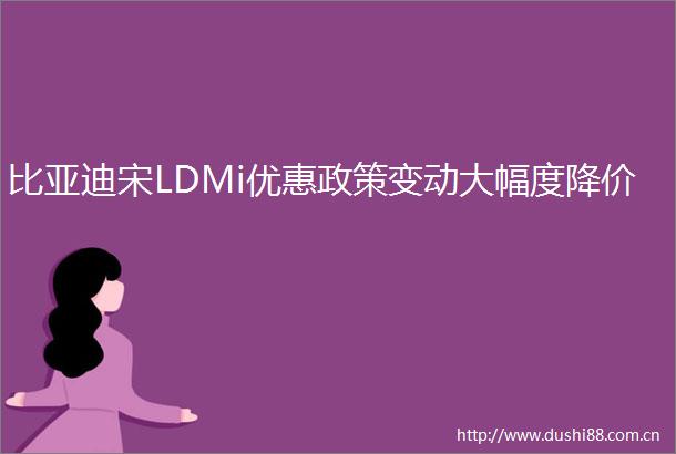 比亚迪宋LDMi优惠政策变动大幅度降价