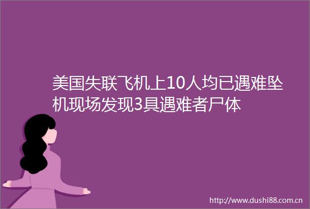 美国失联飞机上10人均已遇难坠机现场发现3具遇难者尸体