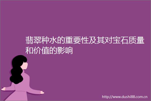 翡翠种水的重要性及其对宝石质量和价值的影响