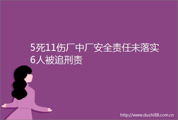 5死11伤厂中厂安全责任未落实6人被追