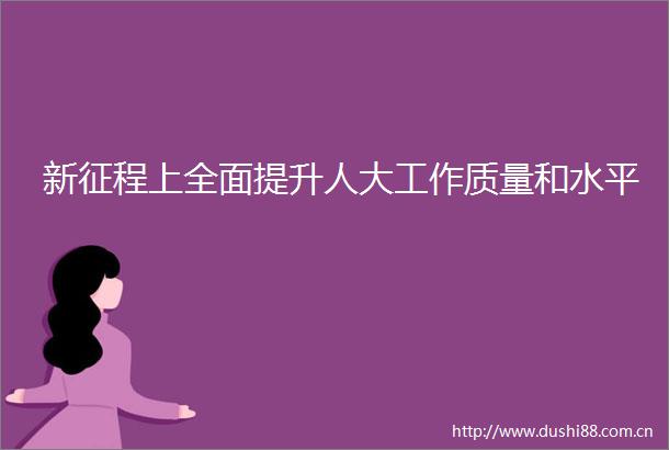 新征程上全面提升人大工作质量和水平