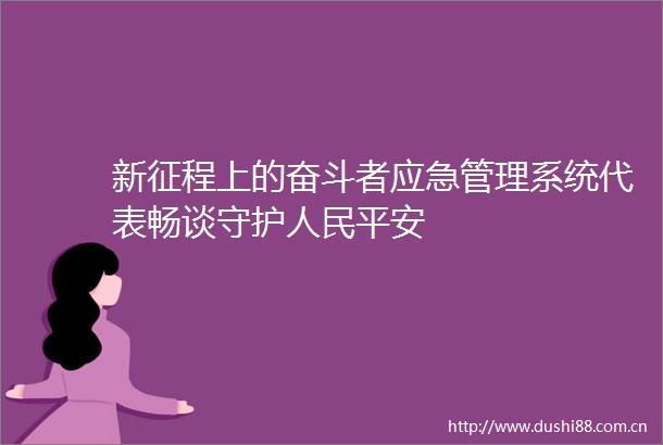 新征程上的奋斗者应急管理系统代表畅谈守护平安