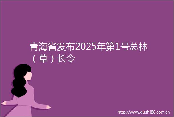 青海省发布2025年第1号总林（草）长令