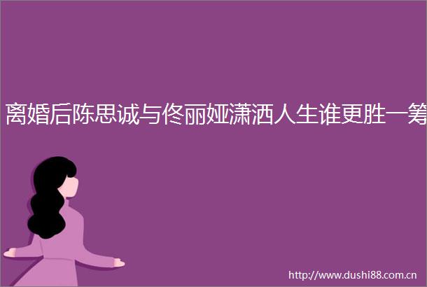 离婚后陈思诚与佟丽娅潇洒人生谁更胜一筹