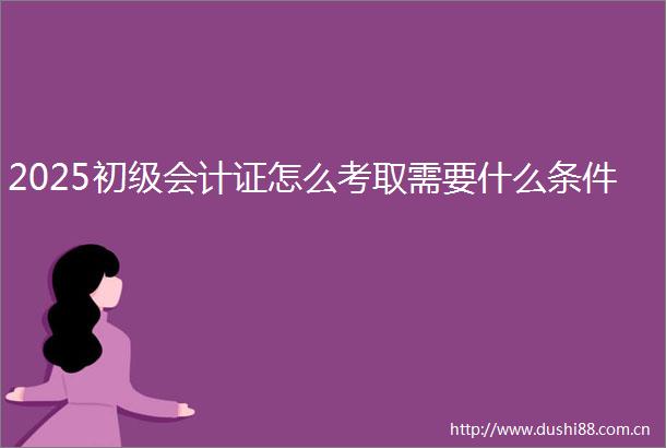 2025初级会计证怎么考取需要什么条件