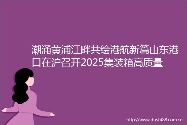 潮涌黄浦江畔共绘港航新篇山东港口在沪召开2025集装箱高质量发展恳谈会