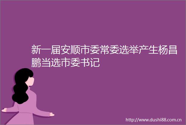 新一届安顺市委常委选举产生杨昌鹏当选市委书记