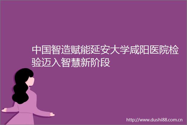 智造赋能延安大学咸阳医院检验迈入智慧新阶段