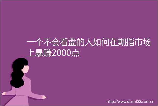 一个不会看盘的人如何在期指市场上暴赚2000点