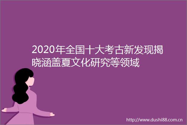 2020年全国十大考古新发现揭晓涵盖夏文化研究等领域