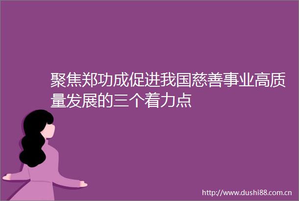 聚焦郑功成促进我国慈善事业高质量发展的三个着力点