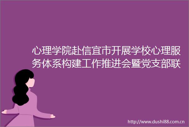 心理学院赴信宜市开展学校心理服务体系构建工作推进会暨党支部联建活动
