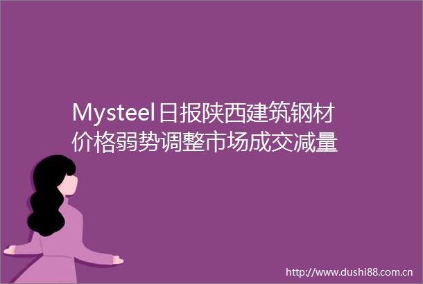 Mysteel日报陕西建筑钢材价格弱势调整市场成交减量