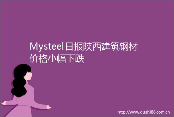 Mysteel日报陕西建筑钢材价格小幅下跌